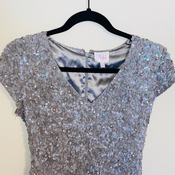 {Parker} Serena silver sequin mini dress - Picture 5 of 13